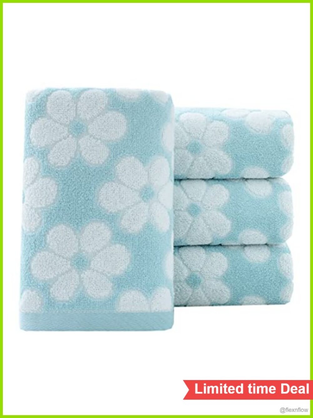Floral Cotton Hand Towels Set of 4 Absorbent Quick Dry Bathroom Kitchen Spa